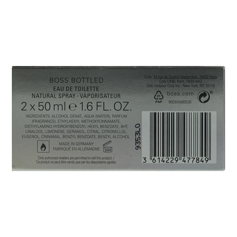 Hugo Boss Bottled Eau De Toilette 2 Piece Gift Set: 2 x Eau De Toilette 50ml