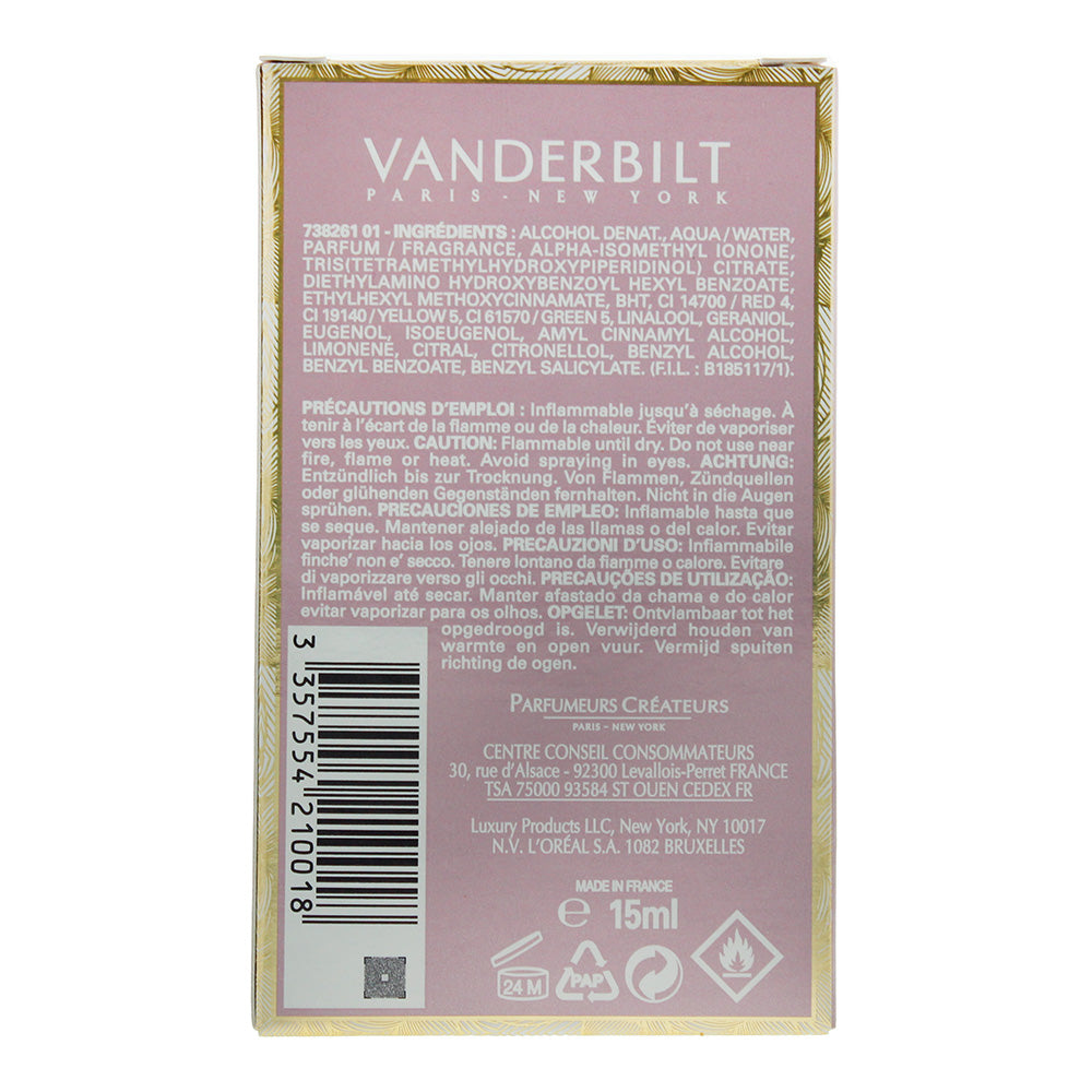 Gloria Vanderbilt Vanderbilt Eau de Toilette 15ml - Ingredients