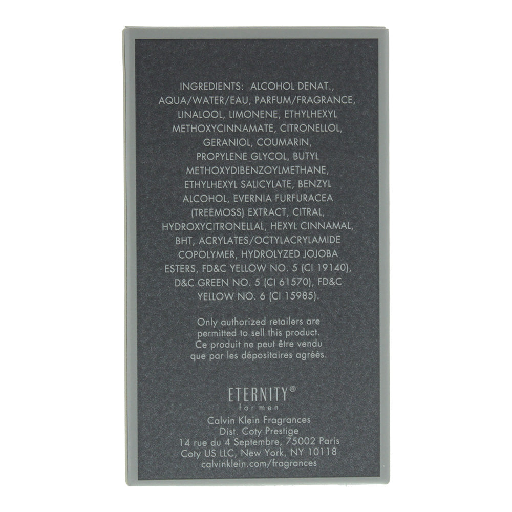 Calvin Klein Eternity For Men Eau de Toilette 50ml - Ingredients