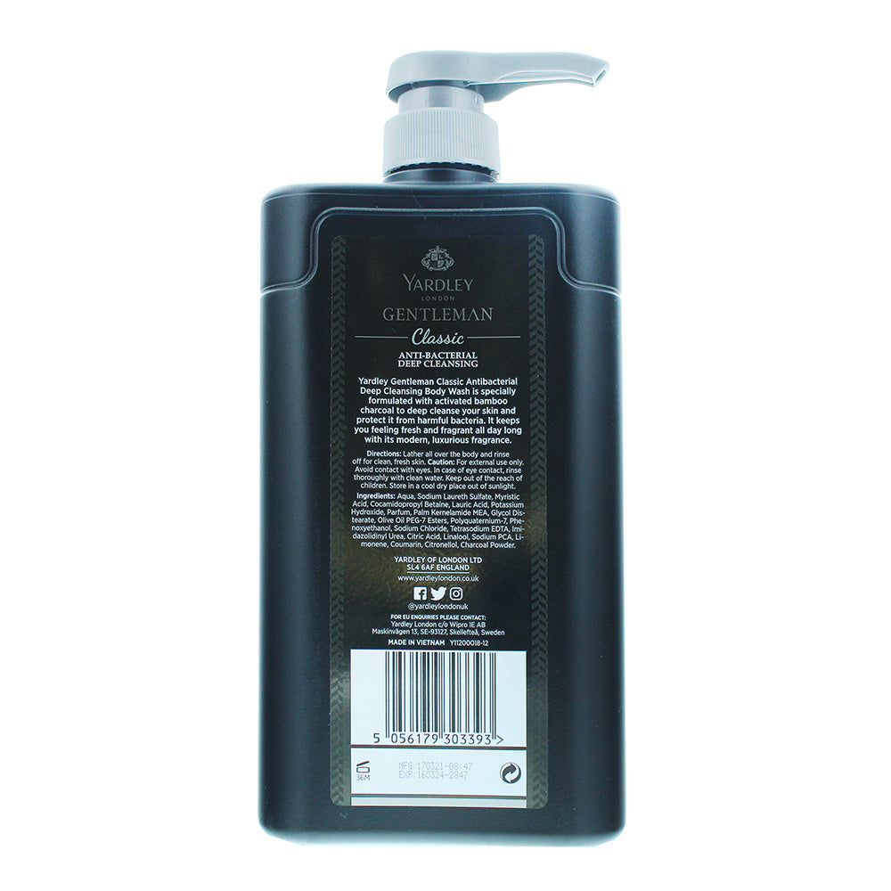 Yardley Gentleman Classic Charcoal Anti-Bacterial Body Wash 650ml