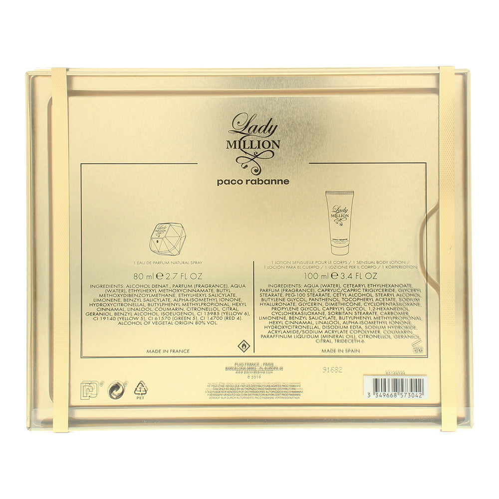 Paco Rabanne Lady Million Eau de Parfum 2 Piece Gift Set: Eau de Parfum 80ml - B