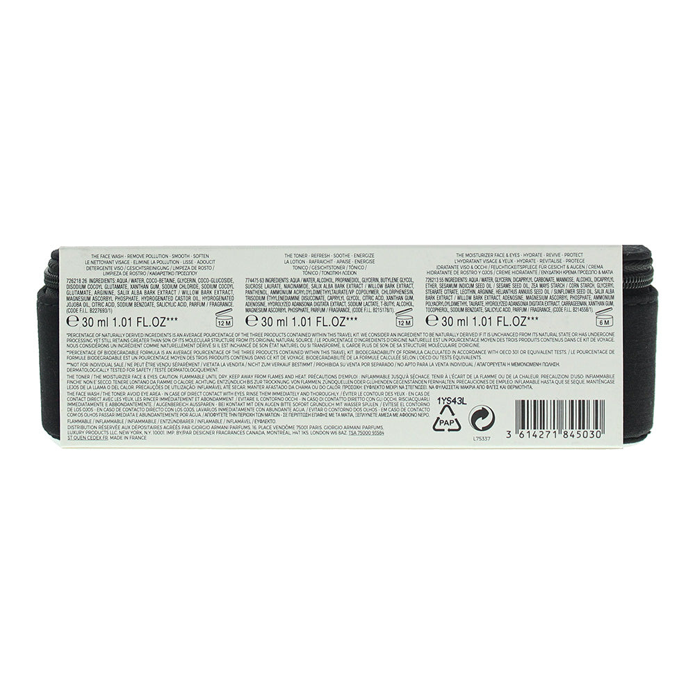 Giorgio Armani Men 3 Pieces Gift Set: Face Wash 30ml - Toner 30ml - Face Moisturiser 30ml