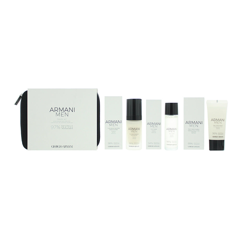 Giorgio Armani Men 4 Piece Gift Set: Face Wash 30ml - Toner 30ml - Face Moisturiser 30ml - Case