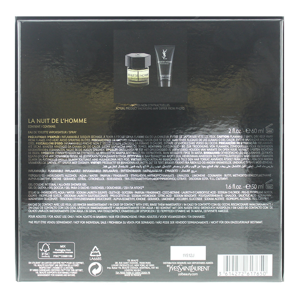 Yves Saint Laurent La Nuit De L'Homme 2 Piece Gift Set: Eau De Toilette 60ml- Shower Gel 50ml