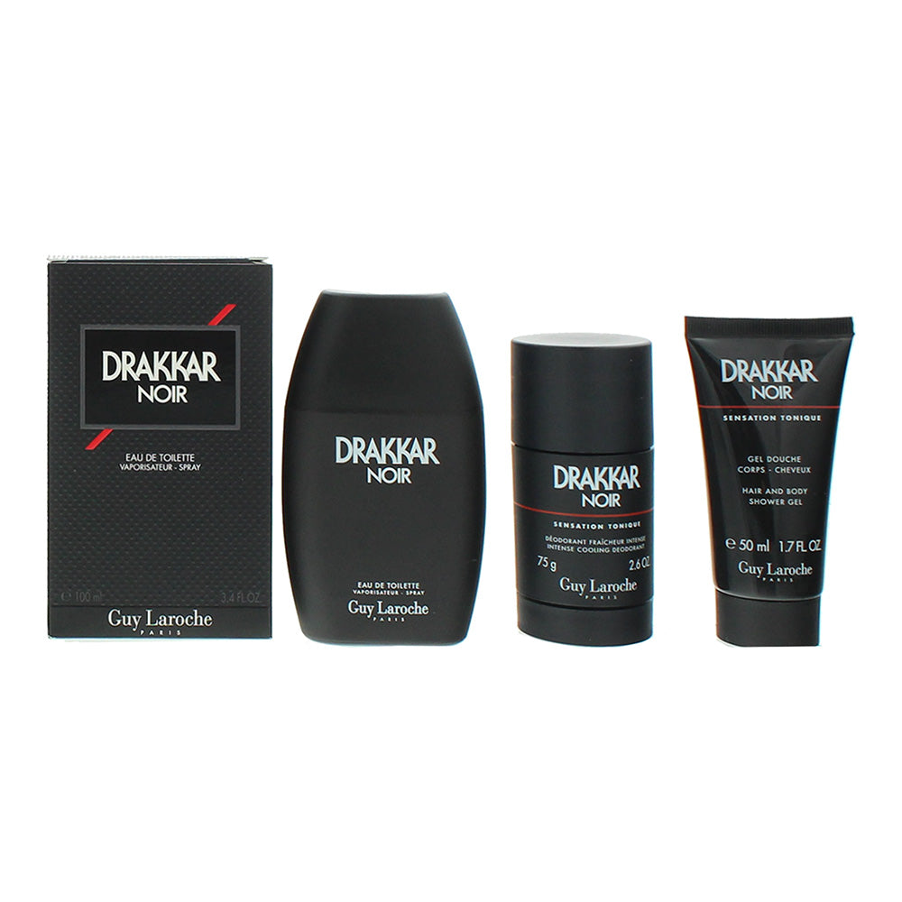 Guy Laroche Drakkar Noir 3 Piece Gift Set: Eau de Toilette 100ml - Shower Gel 50 - Product