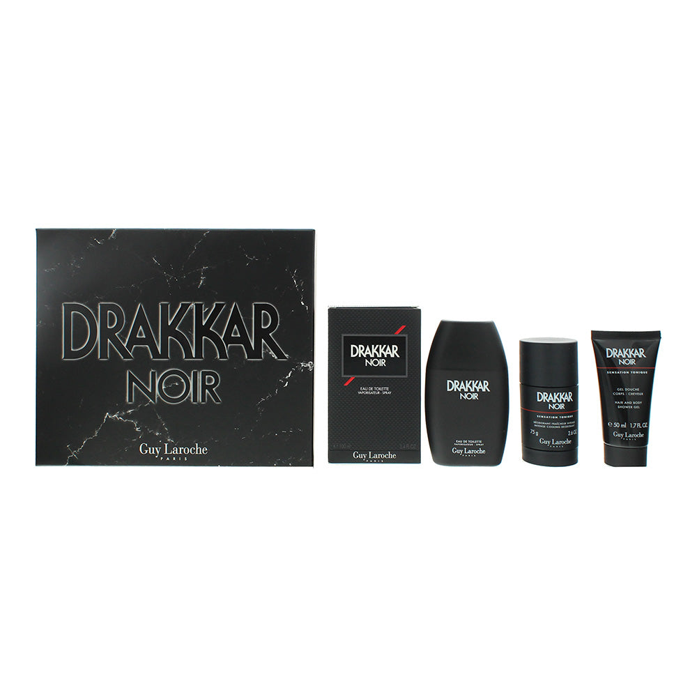 Guy Laroche Drakkar Noir 3 Piece Gift Set: Eau de Toilette 100ml - Shower Gel 50