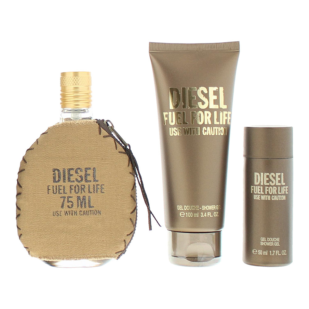 Diesel Fuel For Life 3 Piece Gift Set: Eau de Toilette 75ml - Shower Gel 100ml - - Product