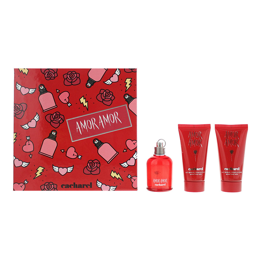 Cacharel Amor Amor 3 Piece Gift Set: Eau de Toilette 50ml - 2 x Body Lotion 50ml