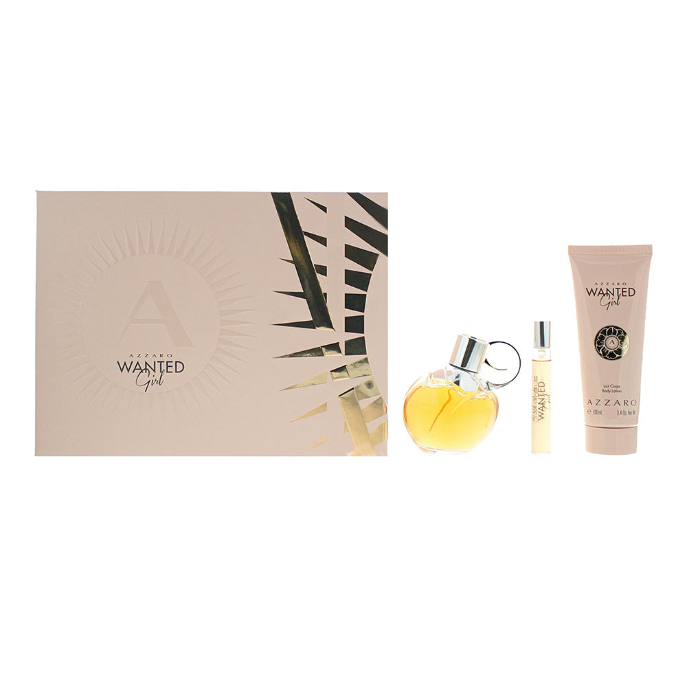 Azzaro Wanted Girl 3 Piece Gift Set: Eau de Parfum 80ml - Body Milk 100ml - Eau 