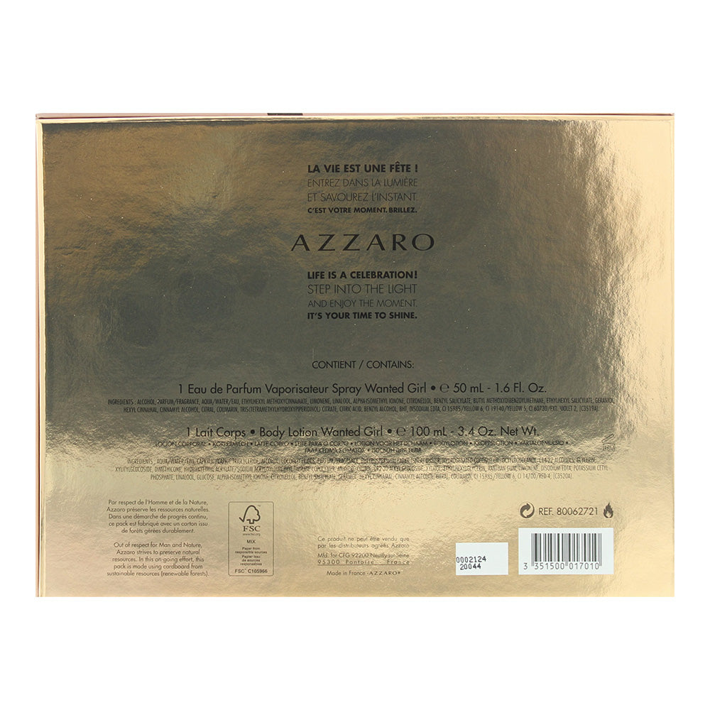 Azzaro Wanted Girl 2 Piece Gift Set: Eau de Parfum 50ml - Body Milk 100ml