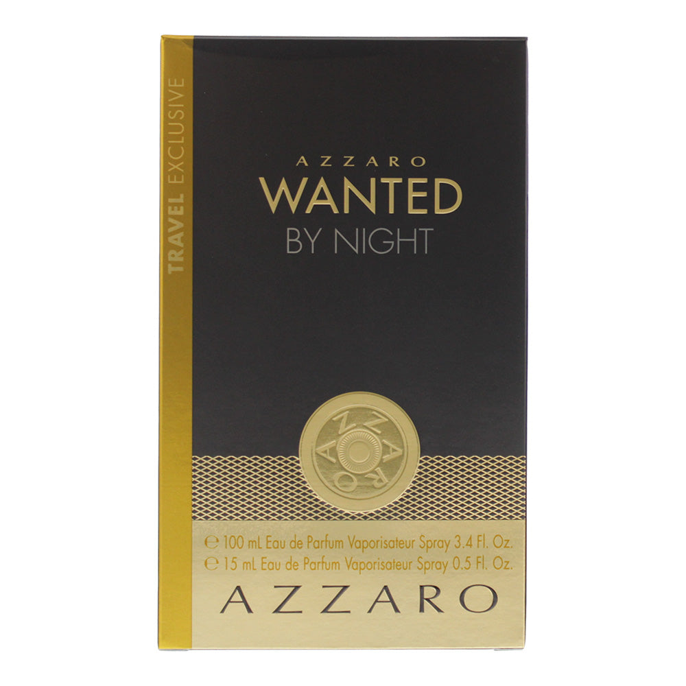 Azzaro Wanted By Night 2 Piece Gift Set: Eau de Parfum 100ml - Eau de Parfum 15m - Box