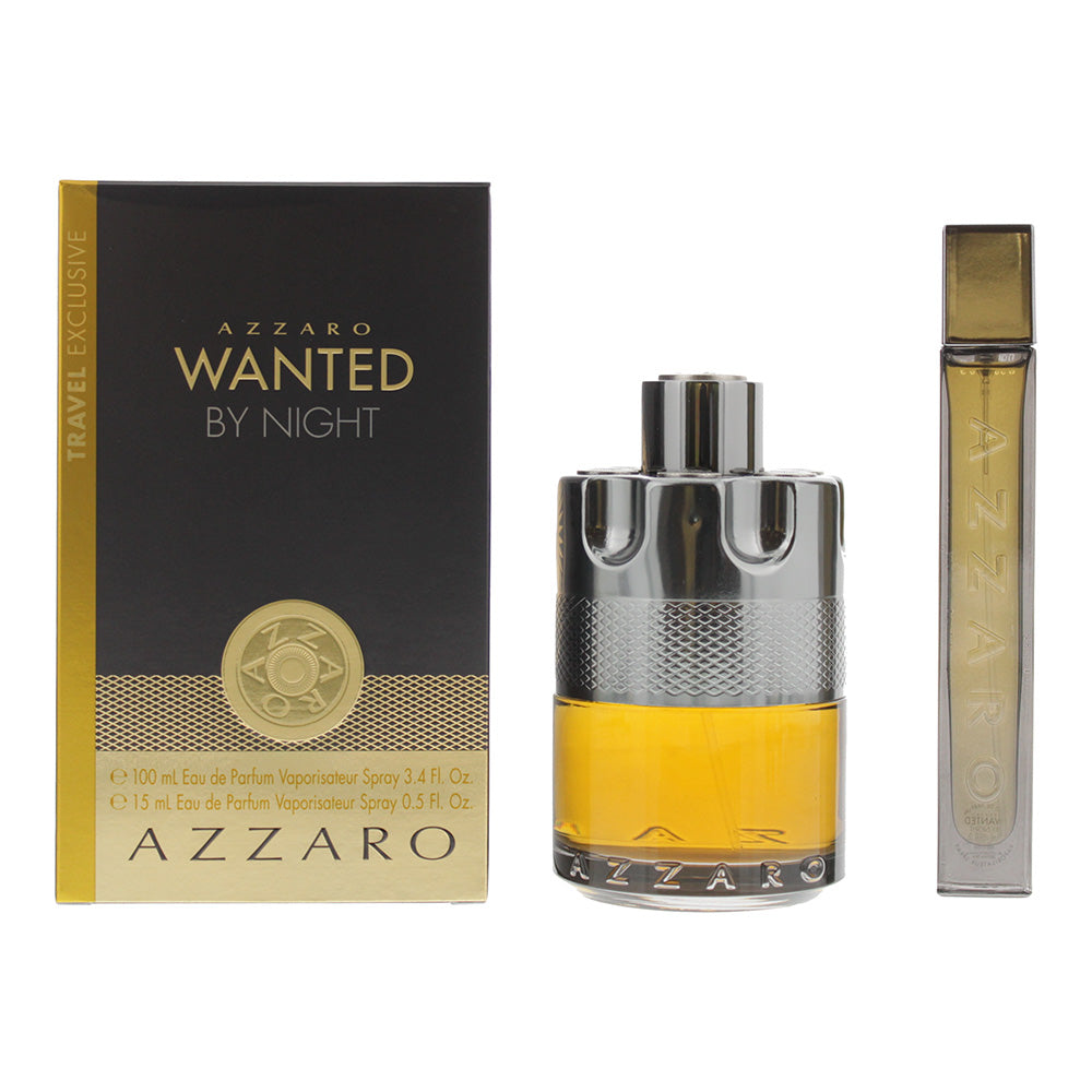 Azzaro Wanted By Night 2 Piece Gift Set: Eau de Parfum 100ml - Eau de Parfum 15m