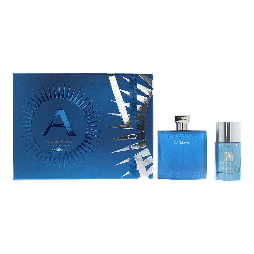 Azzaro Chrome Extreme 2 Piece Gift Set:  Eau de Parfum 100ml - Deodorant Stick 7