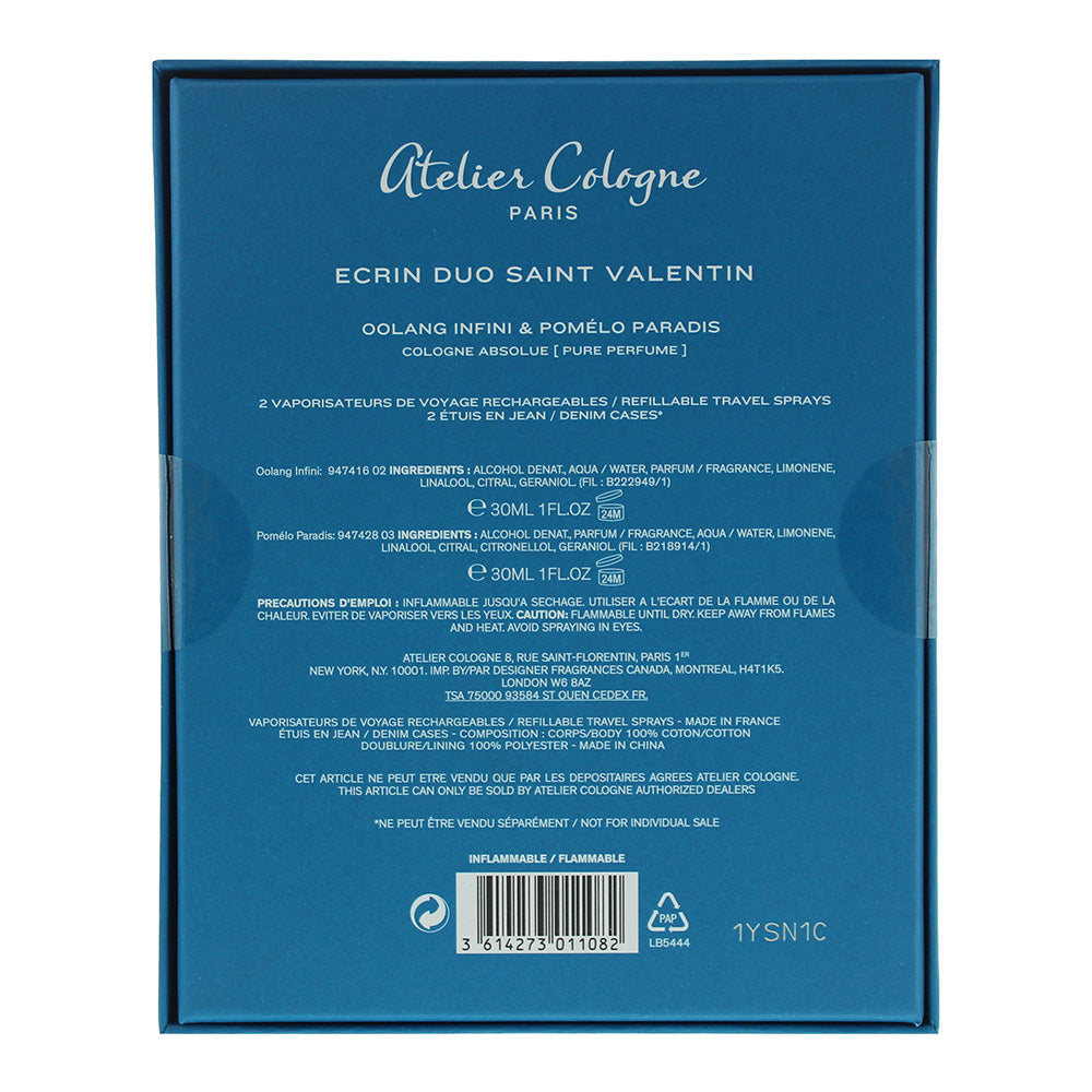 Atelier Cologne 2 Piece Set: Pomelo Paradis Pure Perfume 30ml - Oolang Infini Pure Perfume 30ml