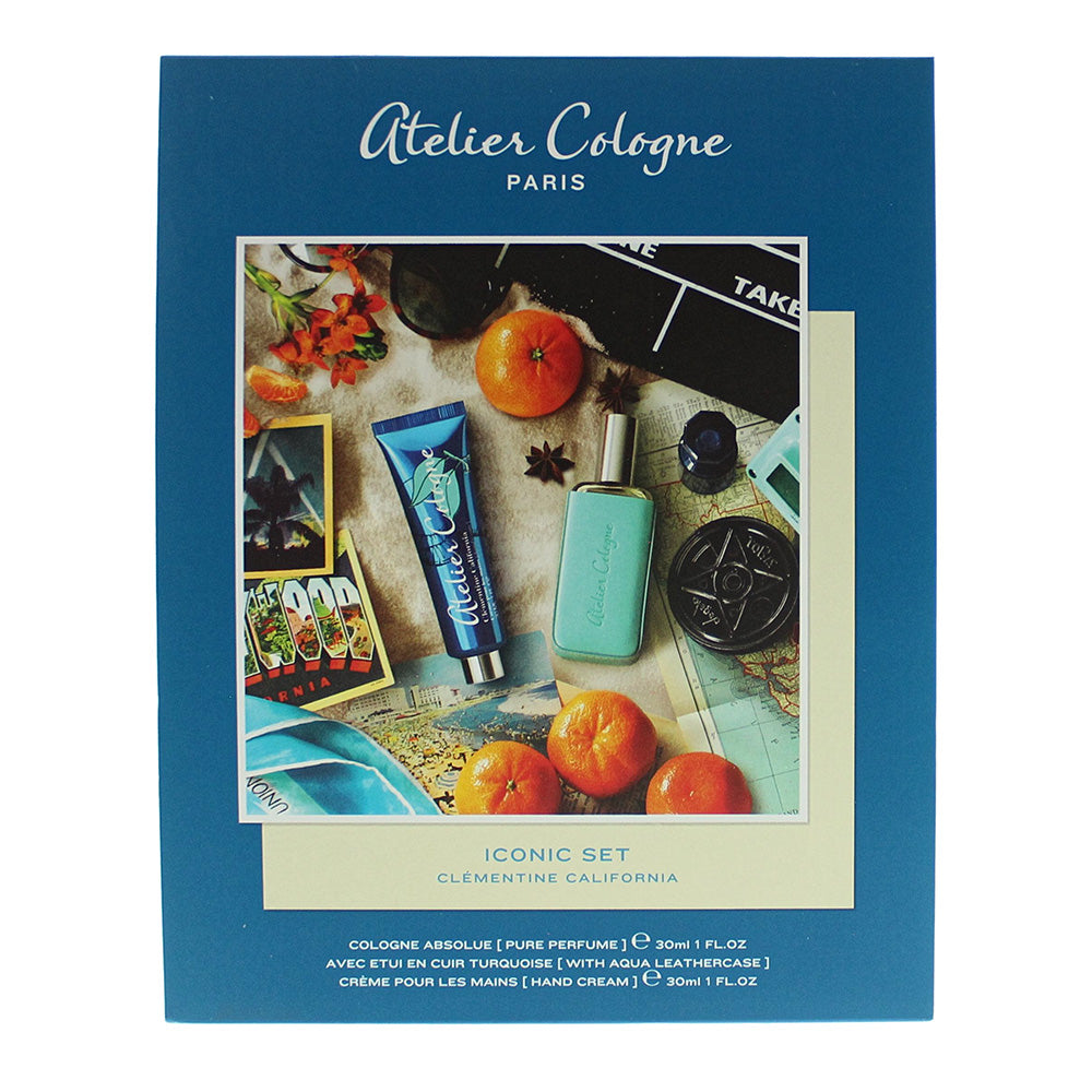 Atelier Cologne Clementine California 3 Piece Gift Set: Pure Perfume 30ml - Hand Cream 30ml - Leather Case - Product