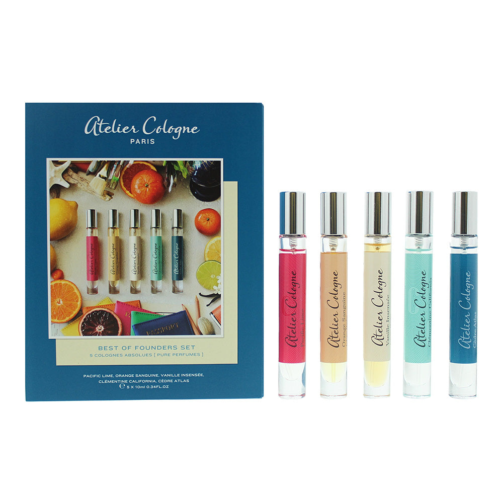 Atelier Cologne Best Of Founders Pure Perfume 5 x10ml - Pacific Lime-Orange Sanguine-Vanille Insensee-Clementine California-Cedre Atlas