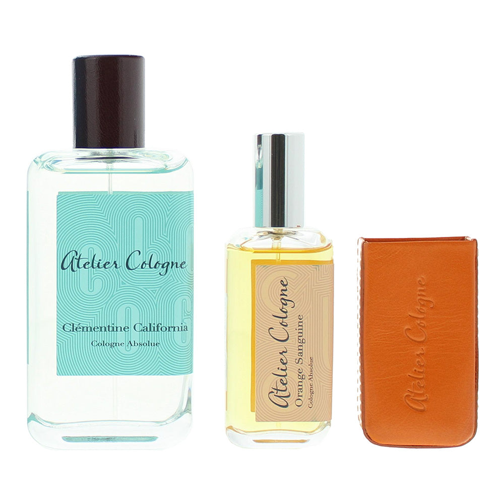 Atelier Cologne 3 Piece Gift Set: Clementine California Cologne Absolue 100ml - Orange Sanguine Cologne Absolue 30ml - Leather Case - Product