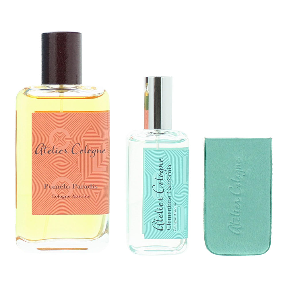 Atelier Cologne 3 Piece Gift Set: Pomelo Paradis Pure Perfume 100ml - Clementine California Pure Perfume 30ml - Leather Case - Product