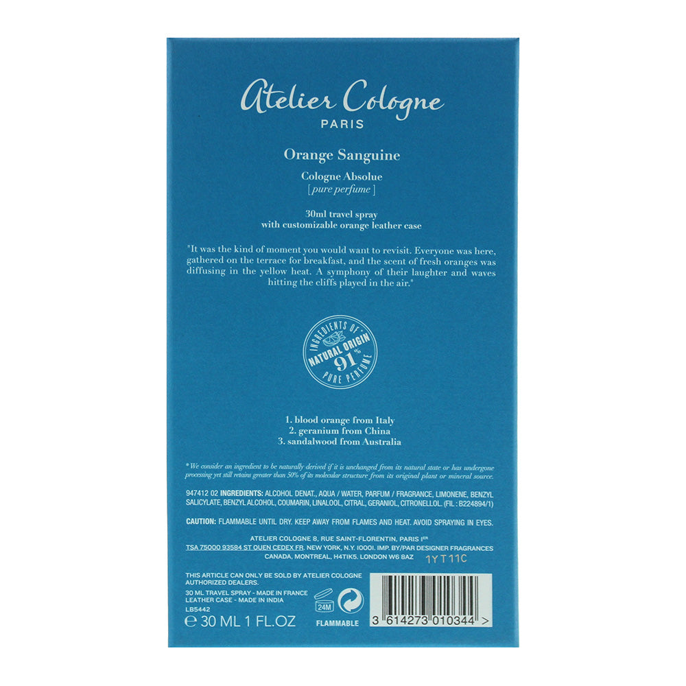 Atelier Cologne Box Orange Sanguine With Leather Case Cologne Absolue Pure Perfu