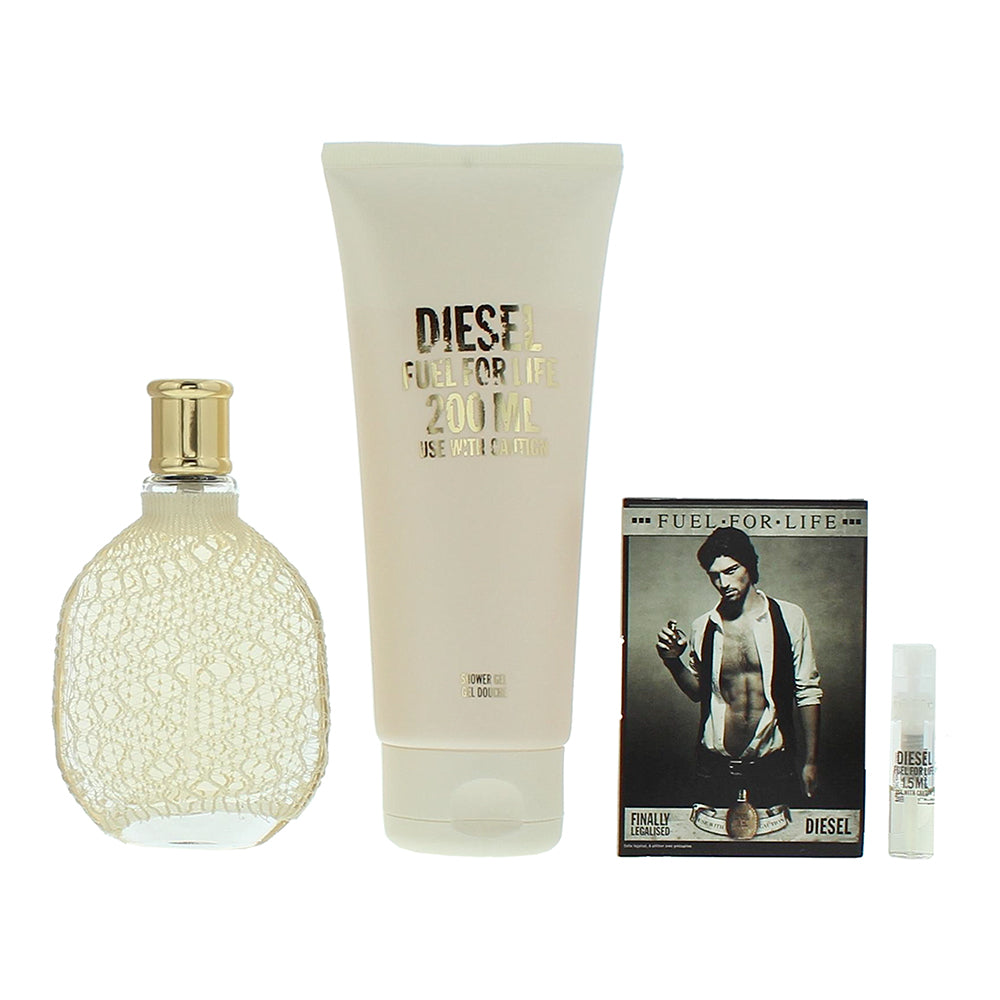Diesel Fuel For Life 3 Piece Gift Set: Eau de Parfum 50ml - Eau de Toilette 1.5m - Product