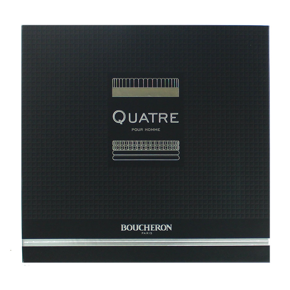 Boucheron Quatre Pour Homme 3 Pieces Gift Set: Eau de Toilette 100ml - Aftershave Balm 100ml - Shower Gel 100ml - Box