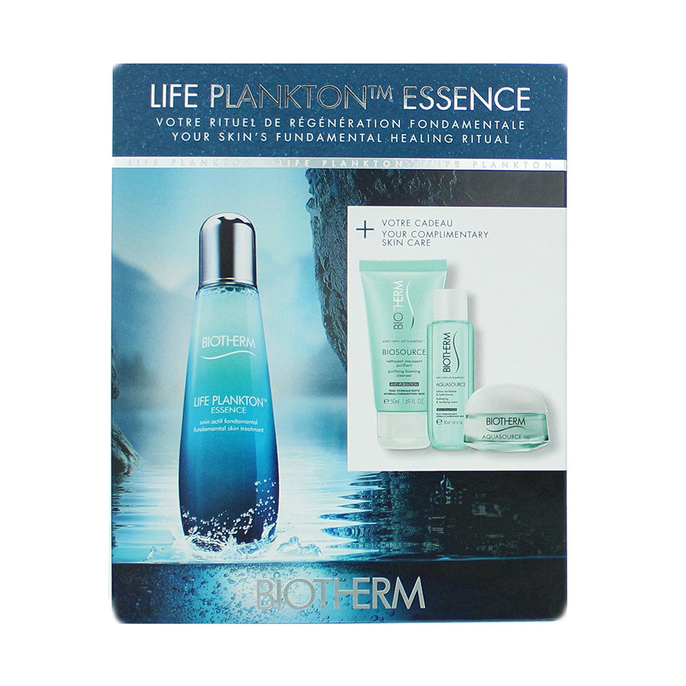 Biotherm 4 Piece Gift Set Life Plankton Essence  Serum 125ml - Foaming Cleanser 50ml - Lotion 30ml - Gel 15ml - Product
