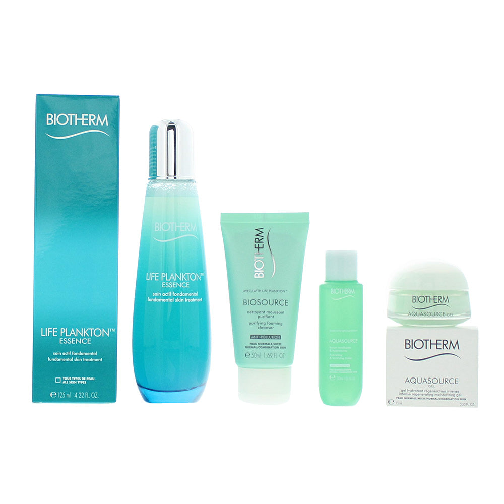 Biotherm 4 Piece Gift Set Life Plankton Essence  Serum 125ml - Foaming Cleanser 50ml - Lotion 30ml - Gel 15ml - Box