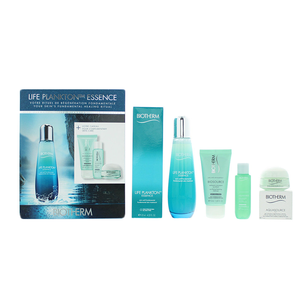 Biotherm 4 Piece Gift Set Life Plankton Essence  Serum 125ml - Foaming Cleanser 50ml - Lotion 30ml - Gel 15ml
