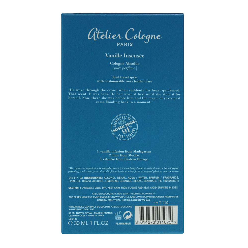 Atelier Cologne Box Vanille Insensee With Leather Case Cologne Absolue Pure Perf