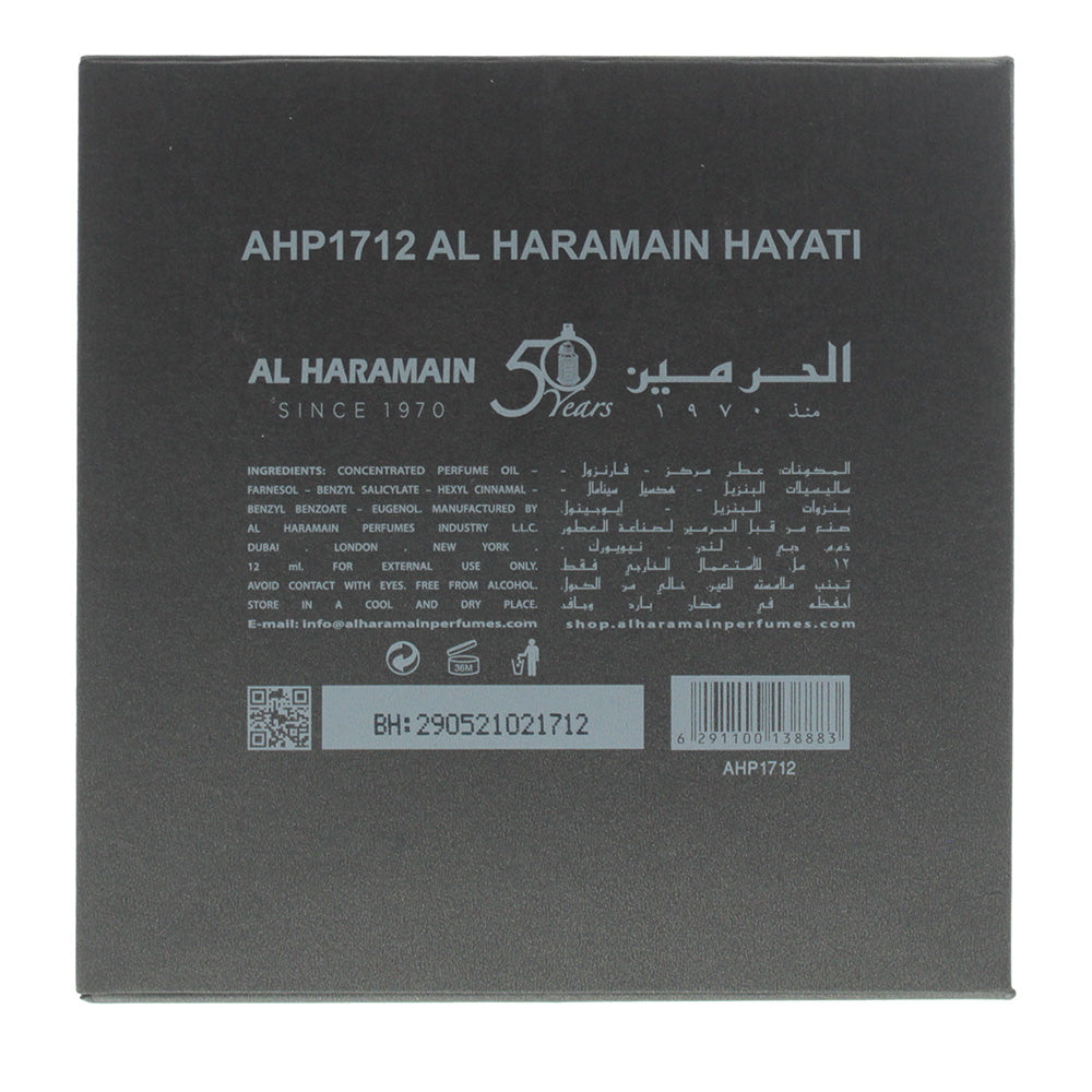 Al Haramain Hayati Perfume Oil 12ml - Ingredients
