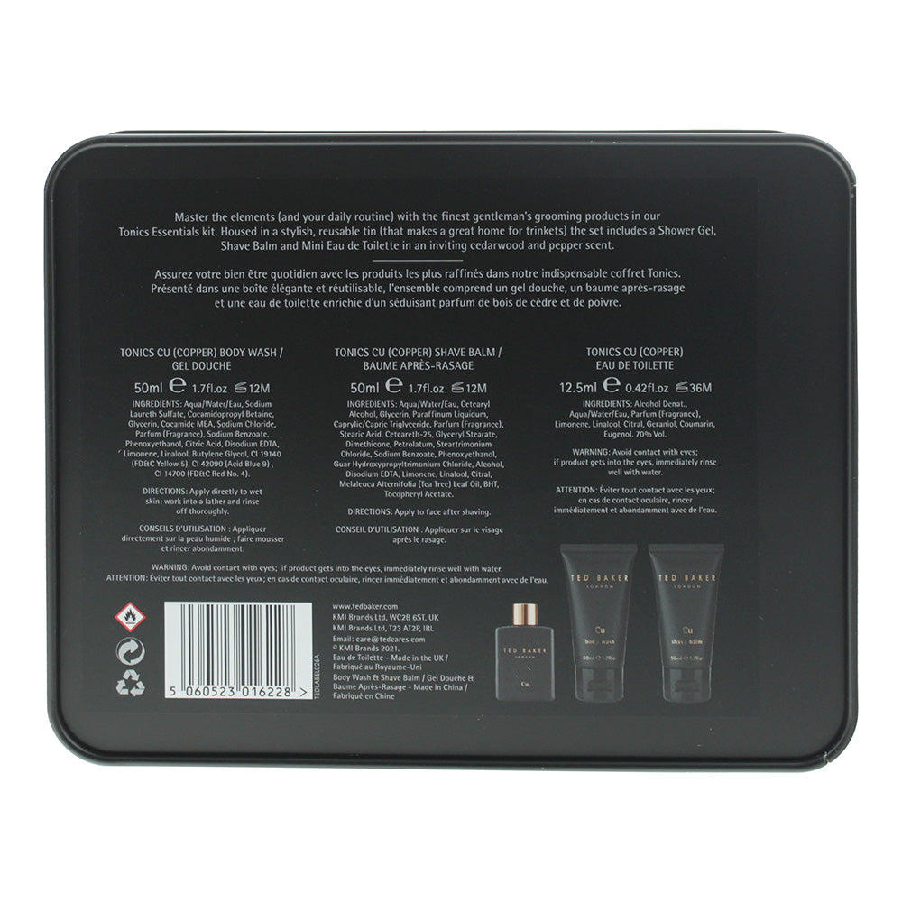 Ted Baker Cu 3 Piece Gift Set: Eau De Toilette 12.5ml - Body Wash 50ml - Aftershave Balm 50ml