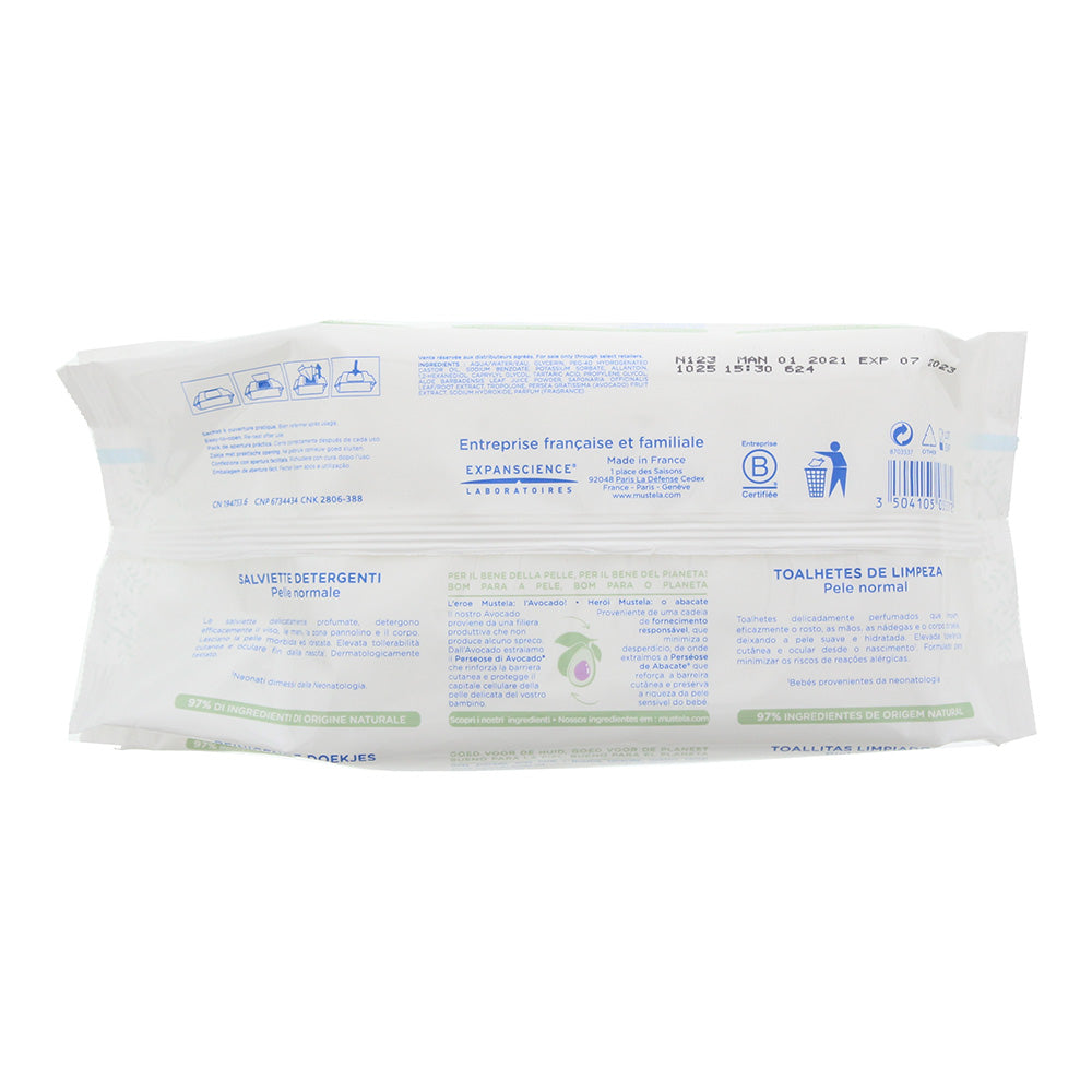 Mustela Avocado Cleansing Wipes 70 pcs