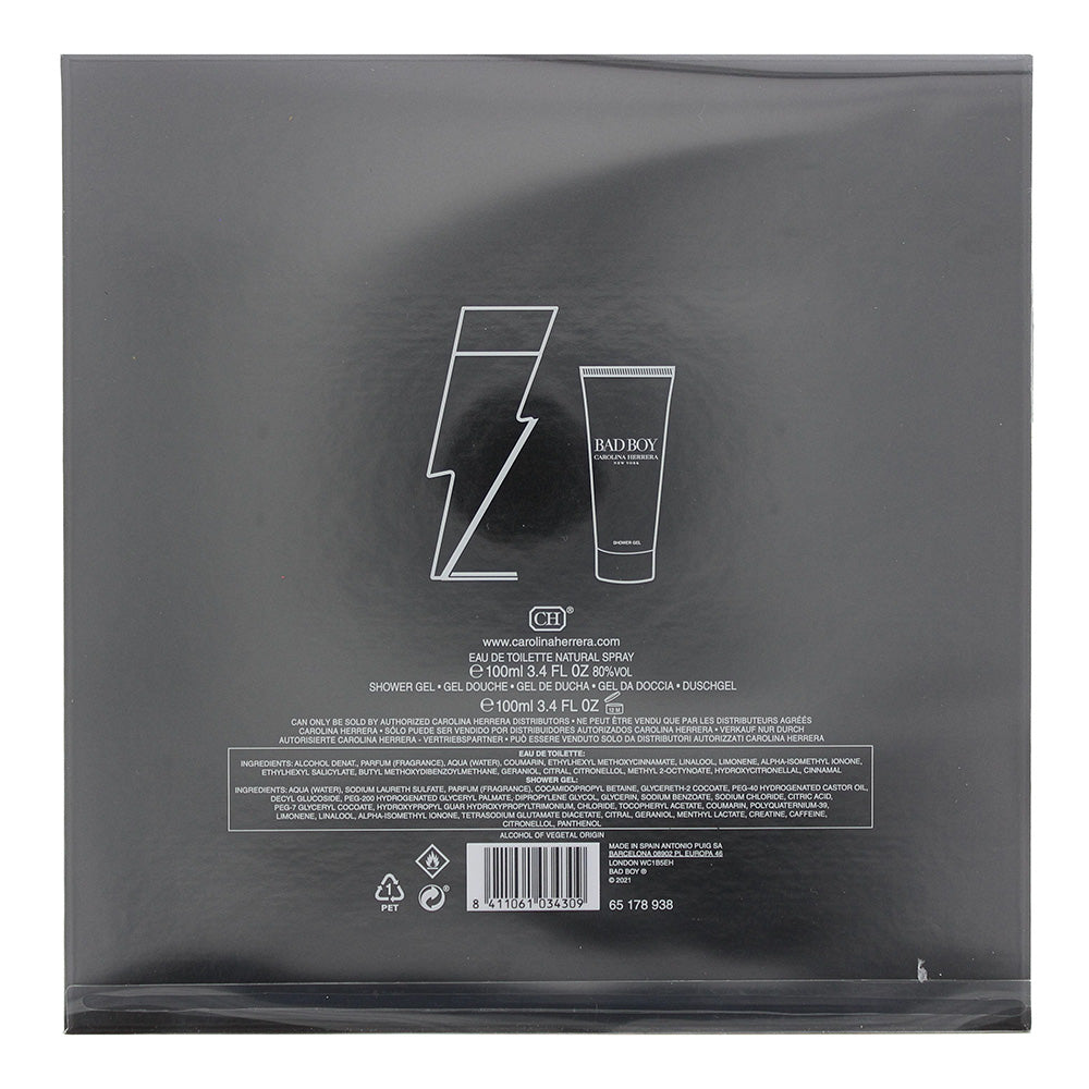 Carolina Herrera Bad Boy 2 Piece Gift Set: Eau de Toilette 100ml - Shower Gel 10 - Ingredients