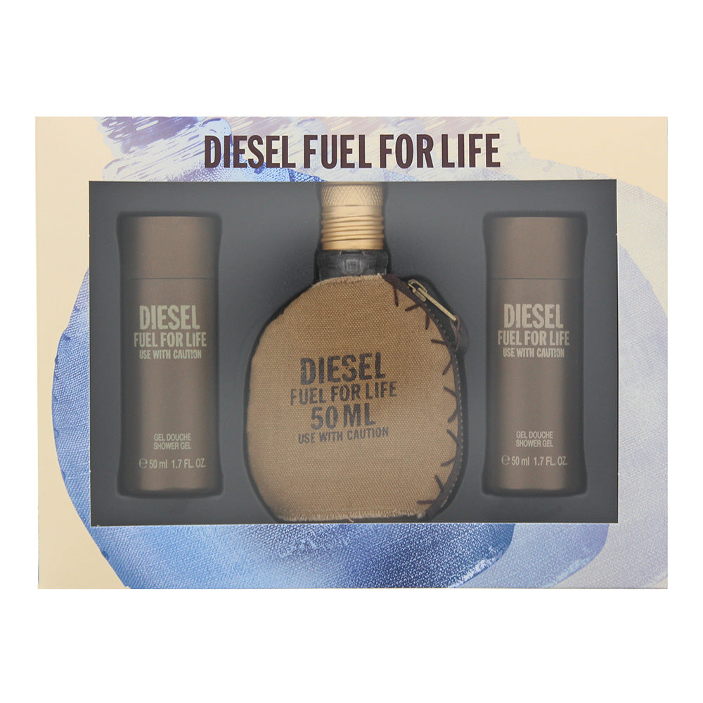 Diesel Fuel For Life 3 Piece Gift Set: Eau de Toilette 50ml - Shower Gel 50ml - 