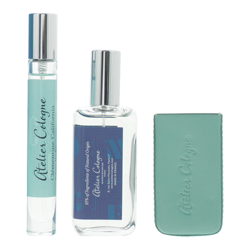 Atelier Cologne 3 Piece Gift Set: Patchouli Riviera Pure Perfume 30ml - Clementine California Pure Perfume 10ml - Leather Case - Product