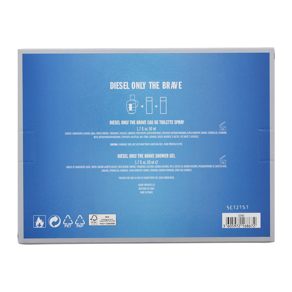 Diesel Only The Brave 3 Piece Gift Set: Eau De Toilette 50ml - Shower Gel 50ml - Shower Gel 50ml