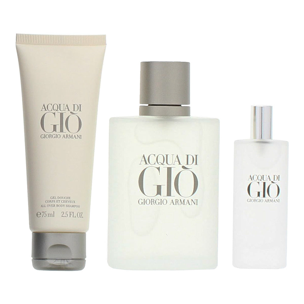 Giorgio Armani Acqua Di Giò 3 Piece Gift Set: Eau de Toilette 100ml - Eau de Toi - Product