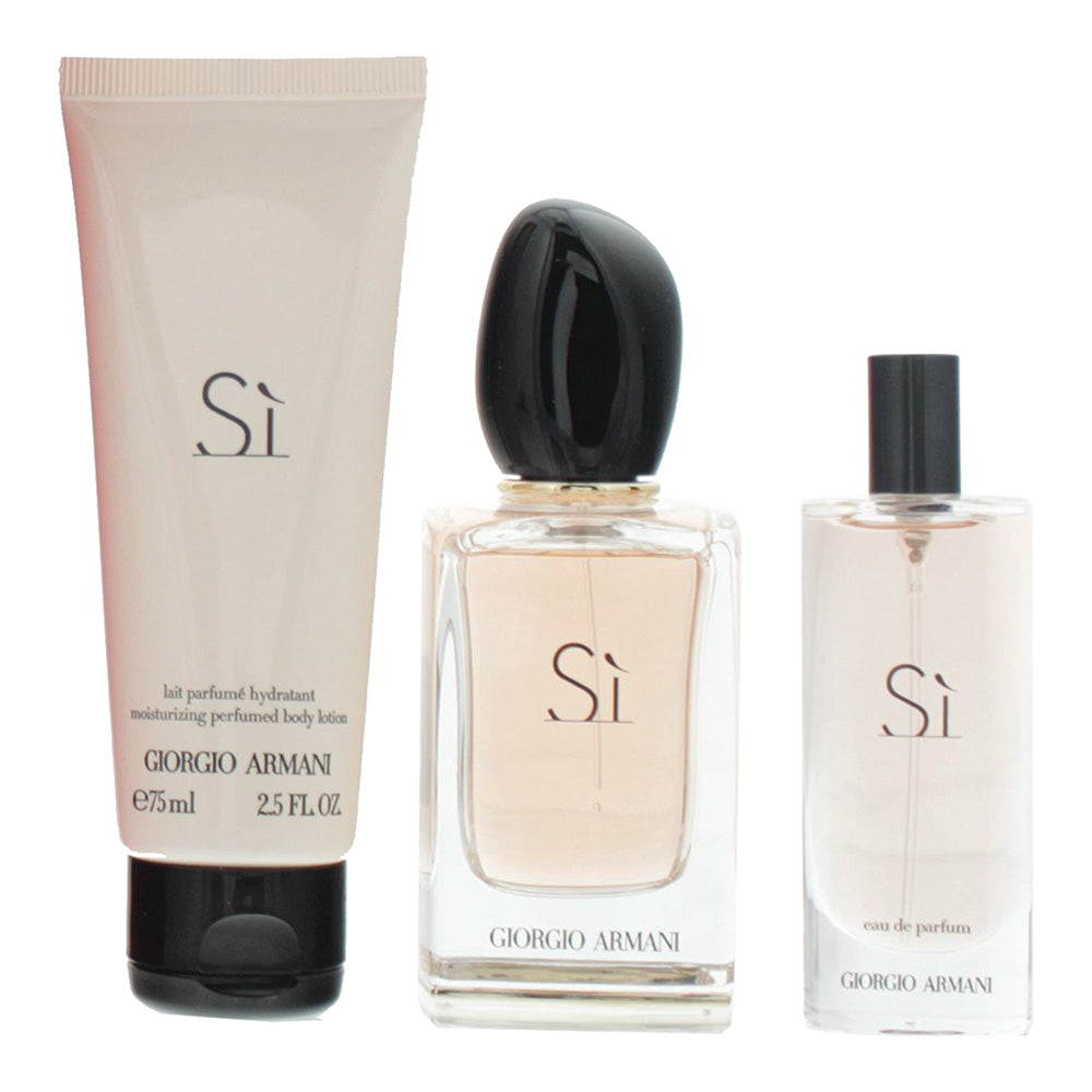 Giorgio Armani Si 3 Piece Gift Set: Eau de Parfum 50ml - Eau de Parfum 15ml - Bo - Product
