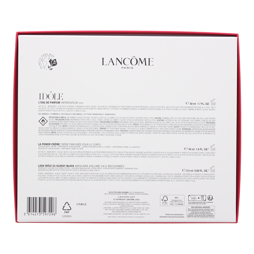 Lancome Idôle 3 Piece Gift Set: Eau De Parfum 50ml - Body Cream 50ml - Mascara 2.5ml