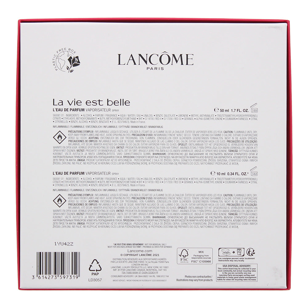 Lancome La Vie Est Belle 2 Piece Gift Set: Eau De Parfum 50ml - Eau De Parfum 10ml