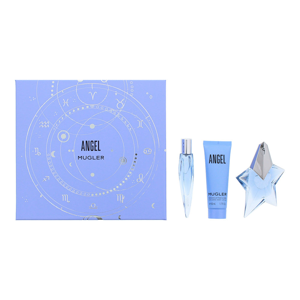 Mugler Angel 3 Piece Gift Set: Eau De Parfum 25ml - Eau De Parfum 10ml - Body Lotion 50ml