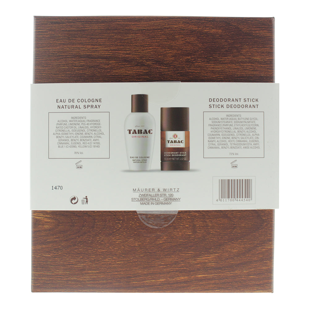 Tabac Original 2 Piece Gift Set: Eau De Cologne 100ml - Deodorant Stick 75ml