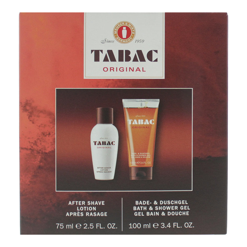 Tabac Original 2 Piece Gift Set: Aftershave Lotion 75ml - Shower Gel 100ml - Box
