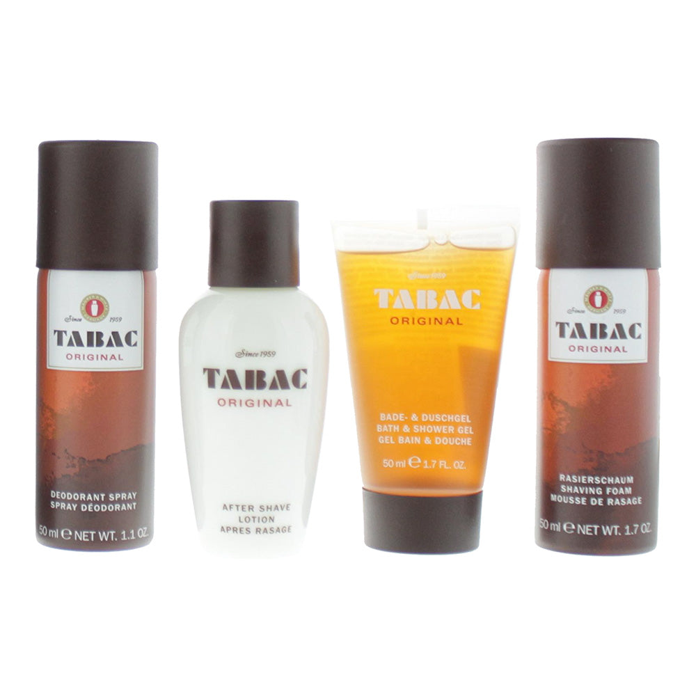Tabac Original 4 Piece Gift Set: Aftershave Lotion 50ml - Shower Gel 50ml - Deod - Product