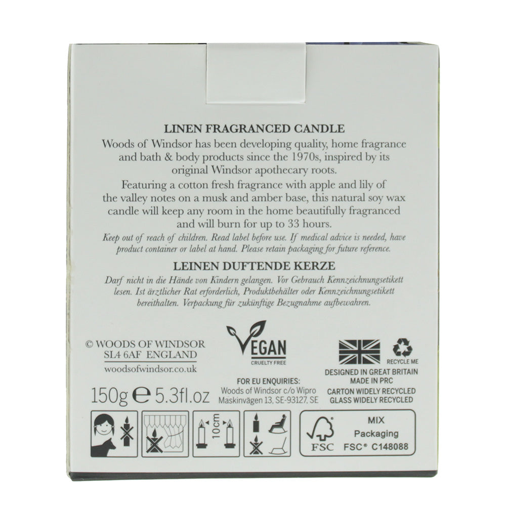 Woods Of Windsor Linen Candle 150g