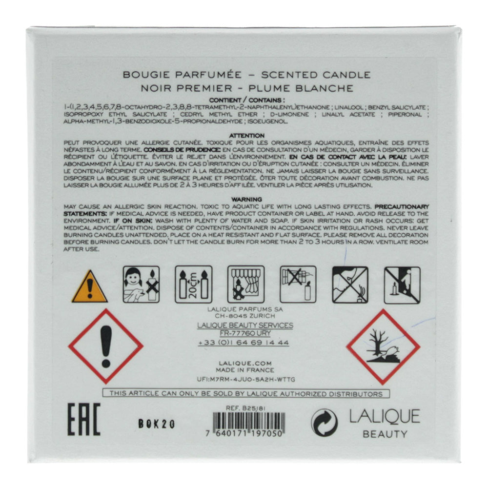 Lalique Noir Premier Plume Blanche Candle 190g