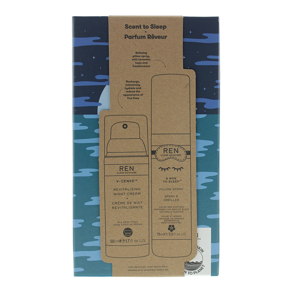 Ren 2 Piece Gift Set: Pillow Spray 75ml - Night Cream 50ml - Box