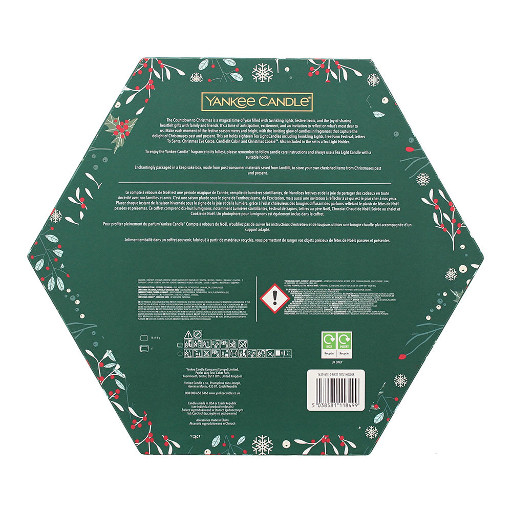 Yankee 19 Piece Gift Set: 3 x Twinkling Lights Tea Light Candle 9.8g - 3 x Tree Farm Festival Tea Light Candle 9.8g - 3 x Letters To Santa Tea Light