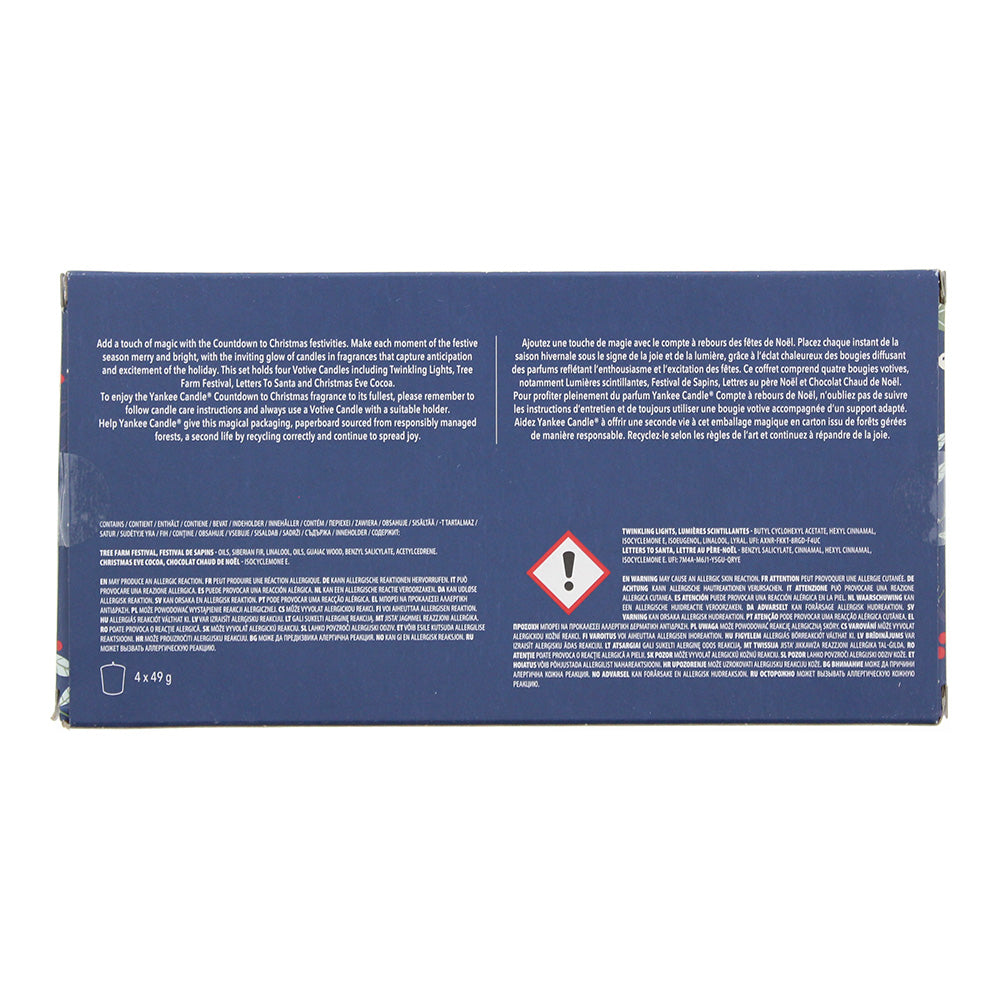 Yankee 4 Piece Gift Set: Twinkling Lights Candle 49g - Tree Farm Candle 49g - Letters To Santa Candle 49g - Christmas Eve Cocoa Candle 49g