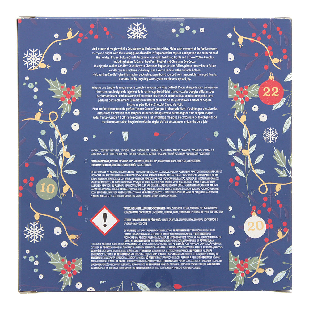 Yankee 4 Piece Gift Set: Twinkling Lights Candle 104g - Tree Farm Candle 49g - Letters To Santa Candle 49g - Christmas Eve Cocoa Candle 49g